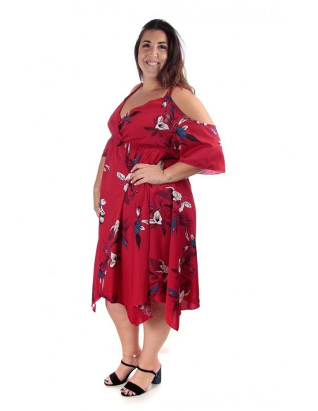 Vestido hombro descubierto rojo tallas grandes precio outlet
