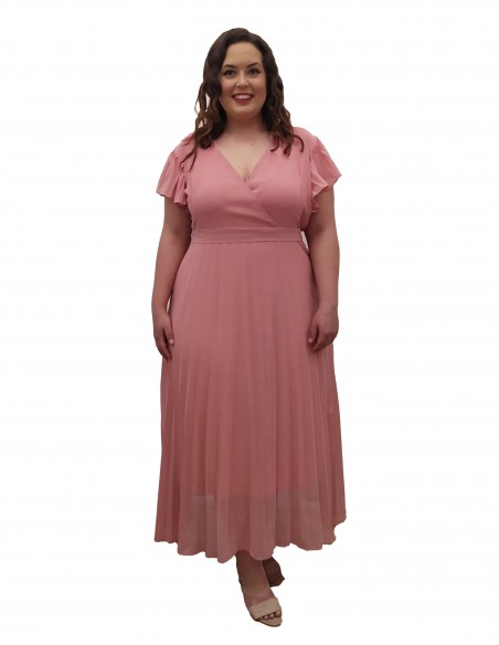 Vestido fiesta rosa empolvado