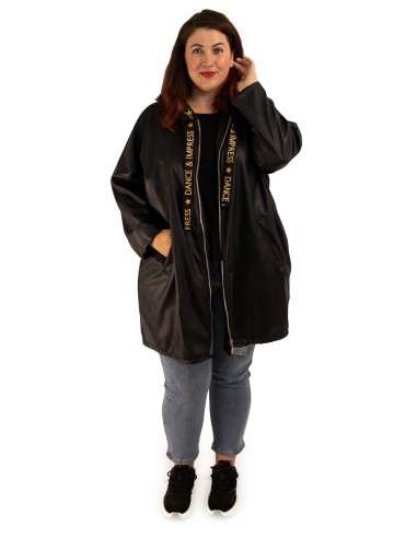 Abrigo talla grande polipiel Allison negro