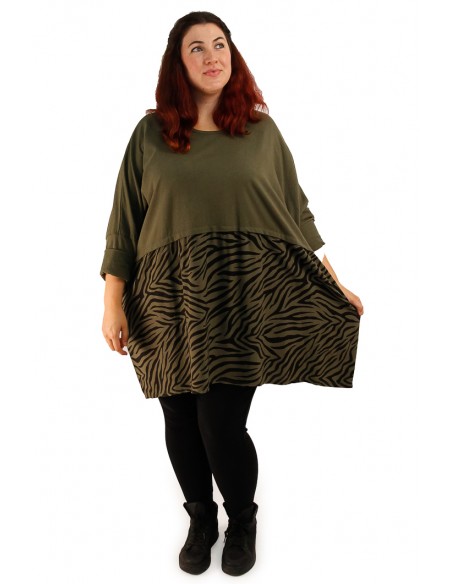 Sudadera Oversize Verde Militar Combinada - Talla Extra Grande (1 metro de ancho)