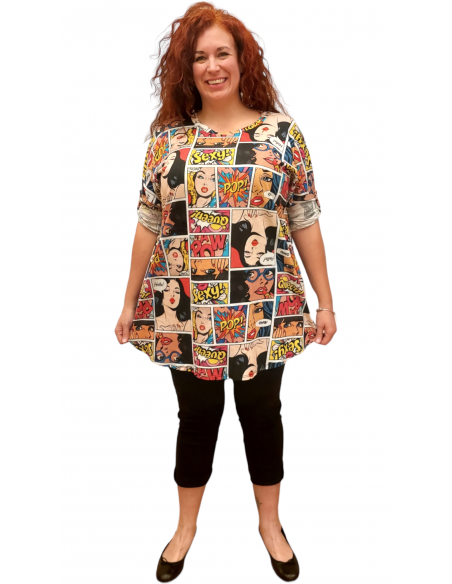 Camiseta divertida estilo cómic mujer curvy Zadeshop Gijón.