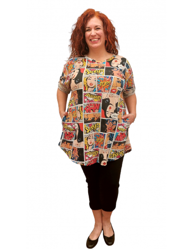 Camiseta Larga Estampado Cómic con...