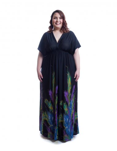 Vestido estampado plumas