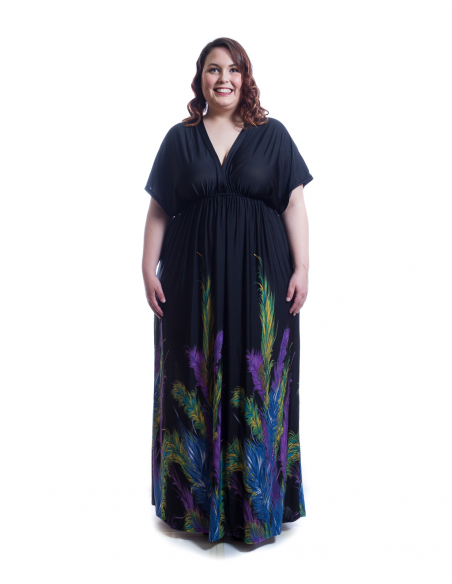 Vestido estampado plumas