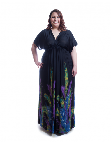 Vestido estampado plumas
