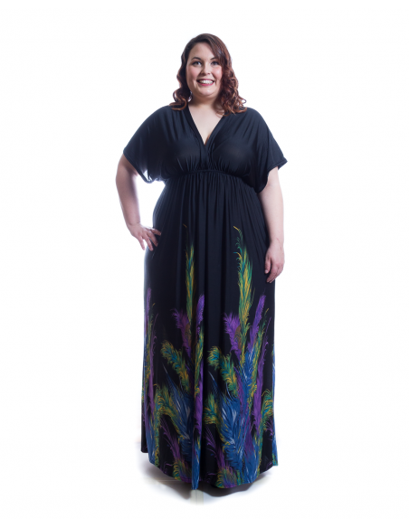 Vestido estampado plumas