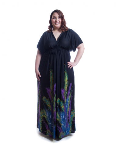 Vestido estampado plumas