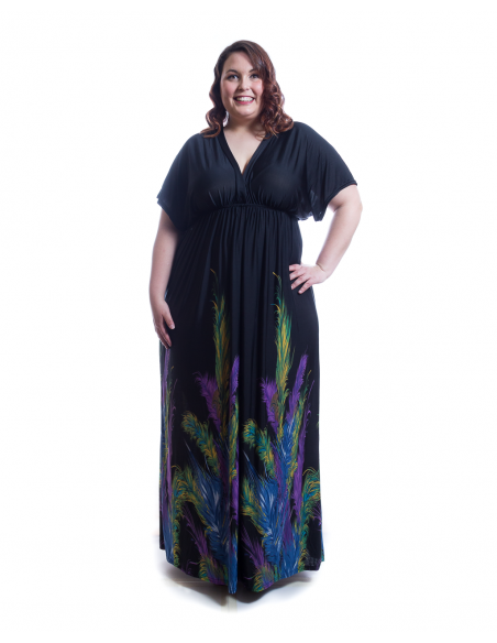 Vestido estampado plumas