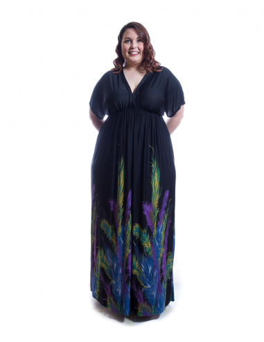 Vestido estampado plumas
