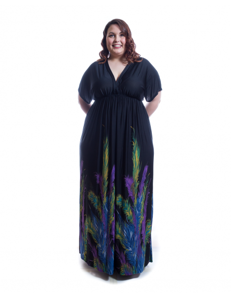 Vestido estampado plumas