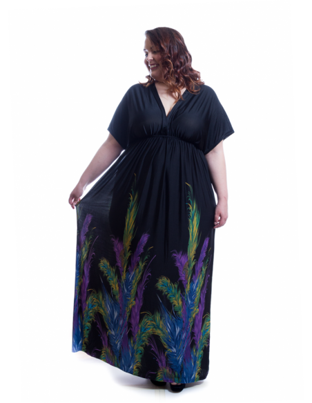 Vestido estampado plumas
