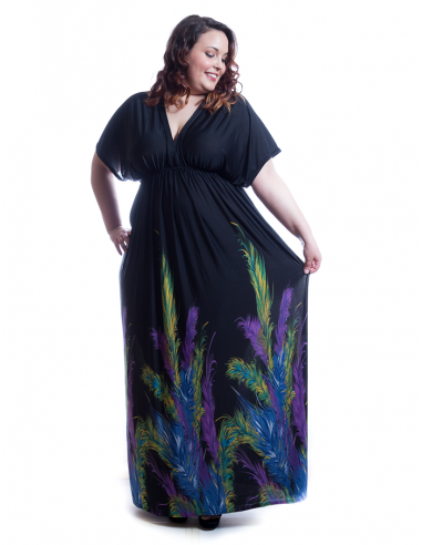Vestido estampado plumas