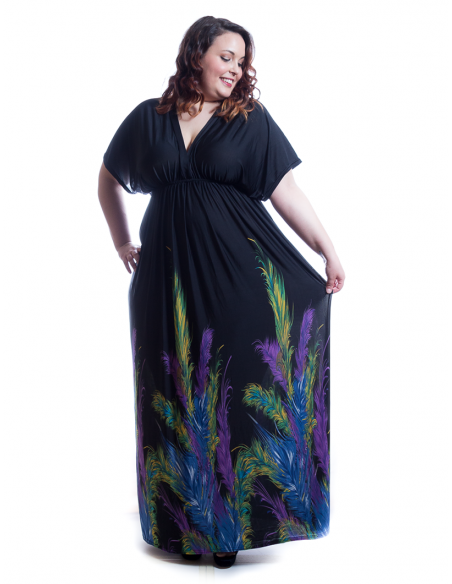 Vestido estampado plumas