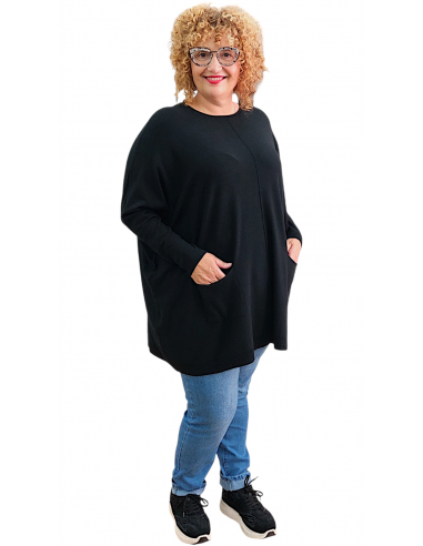 Jersey plus size negro bolsillos