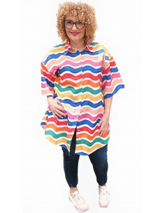 Blusa larga multicolor de... 2