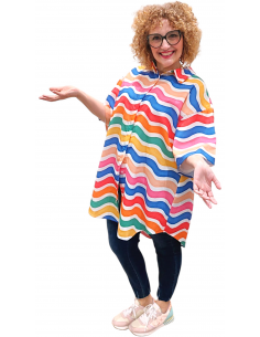 Blusa larga multicolor de...
