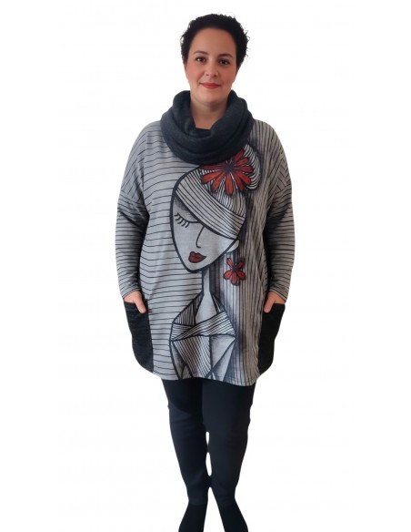 Jersey plus size flor