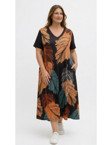 Vestido Largo Estampado de Hojas Boho...