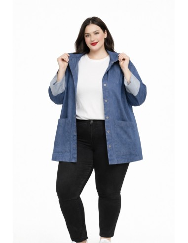 Chaqueta vaquera larga para chicas plus size
