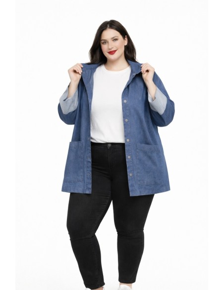 Chaqueta vaquera larga para chicas plus size