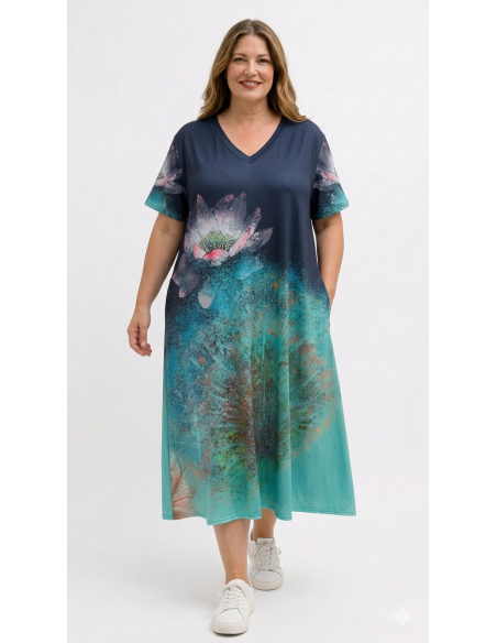 copy of Vestido Largo Estampado de Hojas Boho Chic - Especial Tallas Grandes