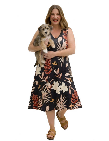 copy of Vestido Largo Estampado de Hojas Boho Chic - Especial Tallas Grandes