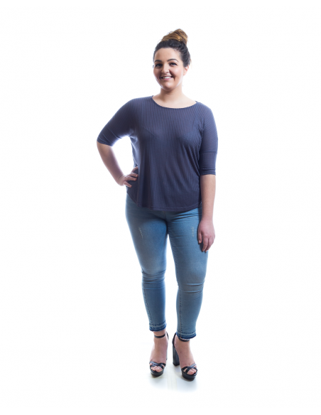 Camiseta azul canalé