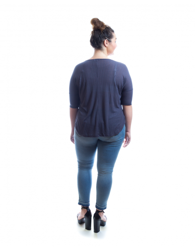 Camiseta azul canalé