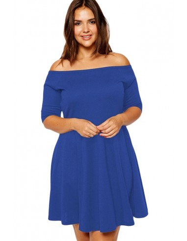 Vestido azul cuello barco