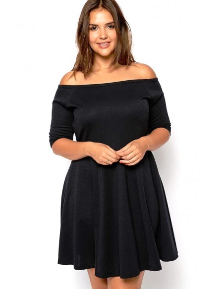 Vestido negro cuello barco
