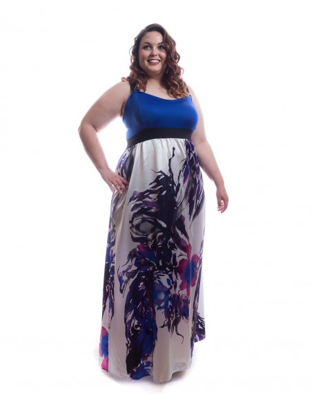 Comprar vestido largo de tirantes en talla grande online - Zadeshop