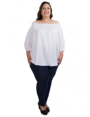 Blusa cuello barco blanca