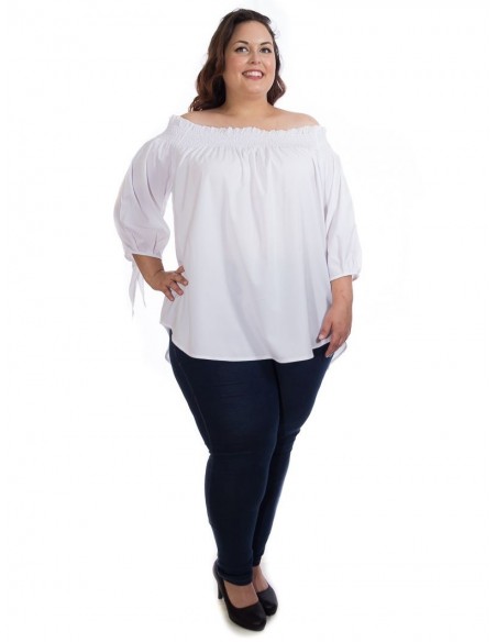 Blusa cuello barco blanca