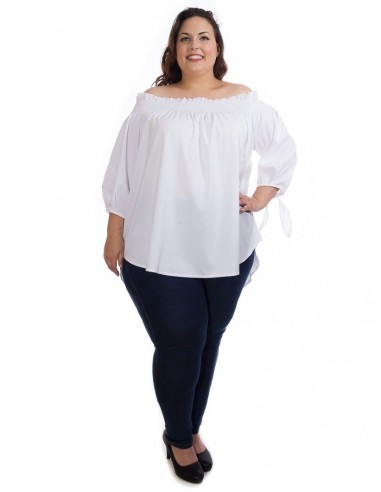 Blusa cuello barco blanca