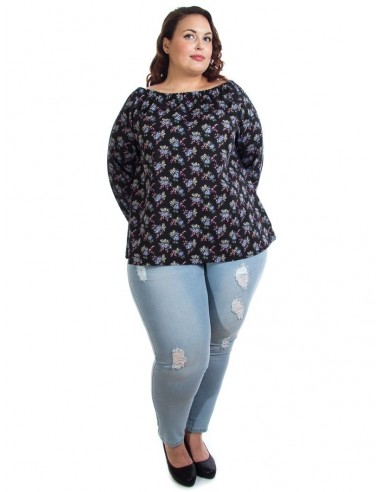 Blusa cuello barco estampada