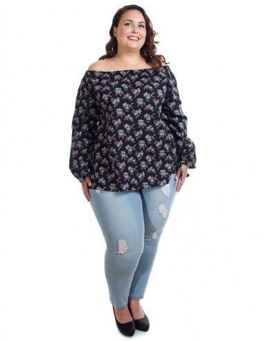 Blusa cuello barco estampada
