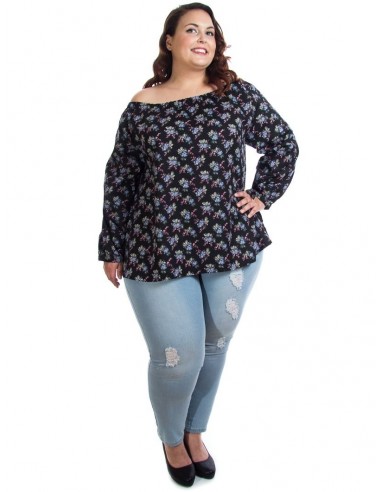Blusa cuello barco estampada