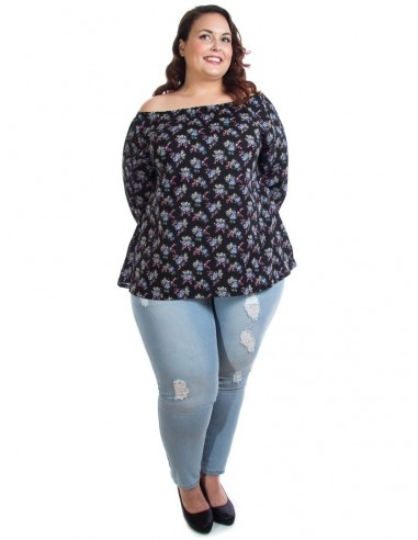 Blusa cuello barco estampada