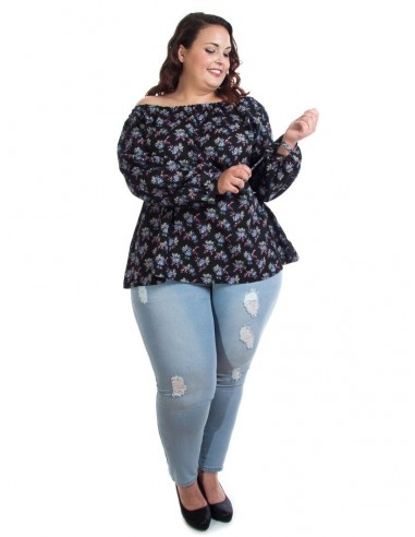 Blusa cuello barco estampada