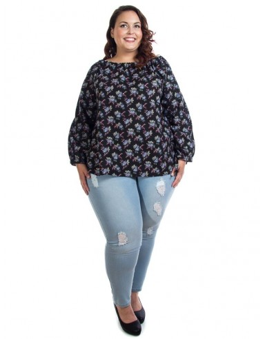 Blusa cuello barco estampada