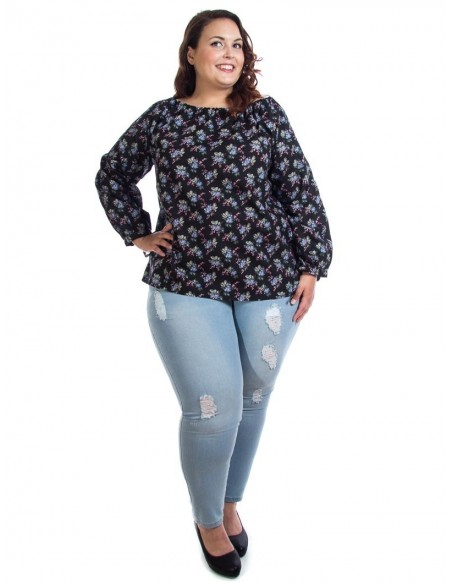 Blusa cuello barco estampada