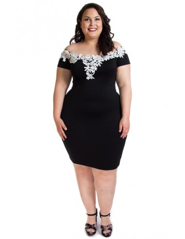 Vestido negro encaje blanco