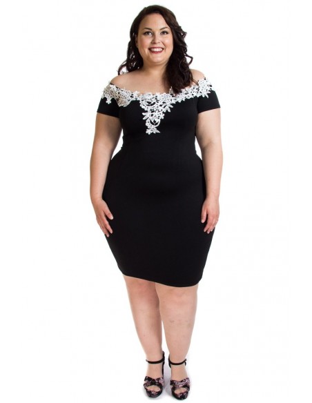 Vestido negro encaje blanco