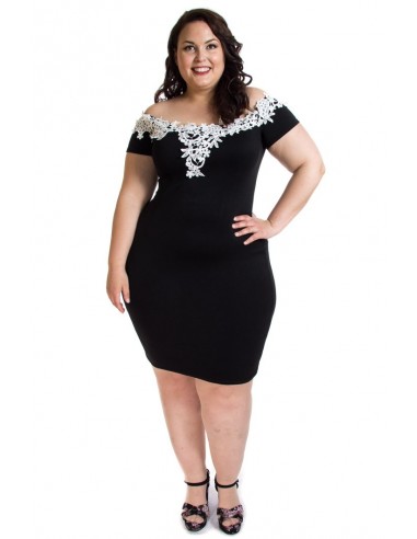 Vestido negro encaje blanco
