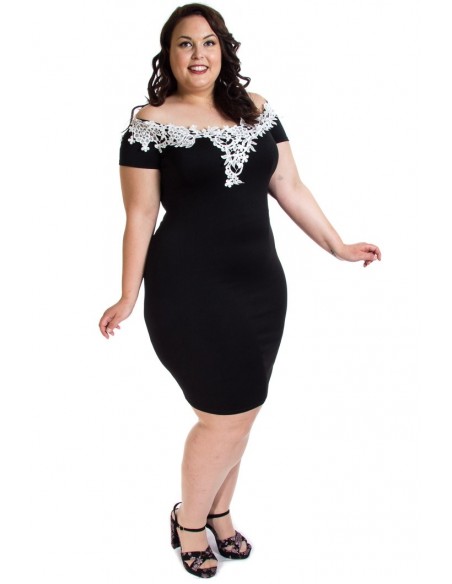 Vestido outlet tallas grandes negro encaje blanco