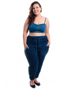 Pantalón Plus Size de Tencel con tiro alto