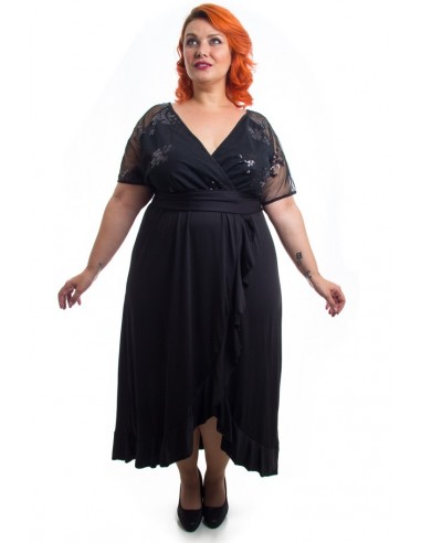Vestido fiesta negro cruzado