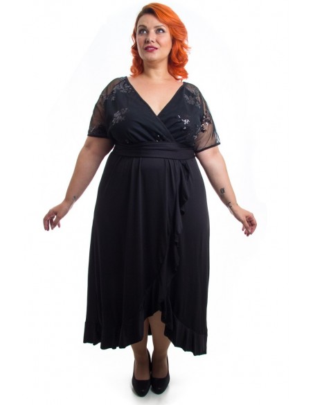 Vestido fiesta negro cruzado