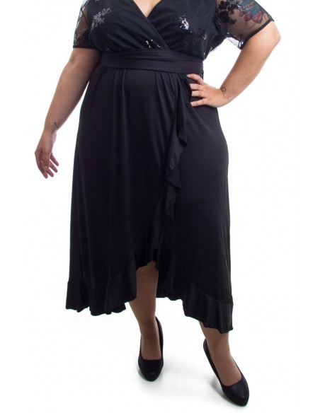Vestido fiesta negro cruzado