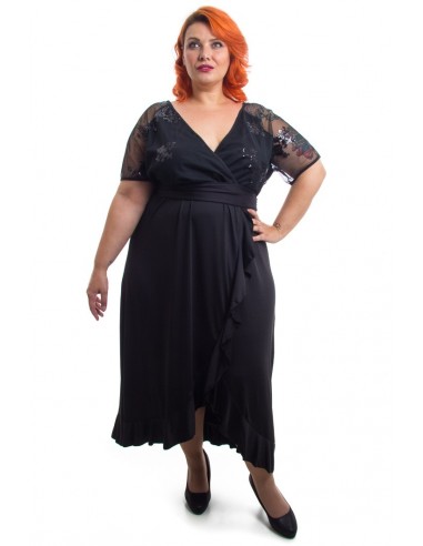 Vestido fiesta negro cruzado